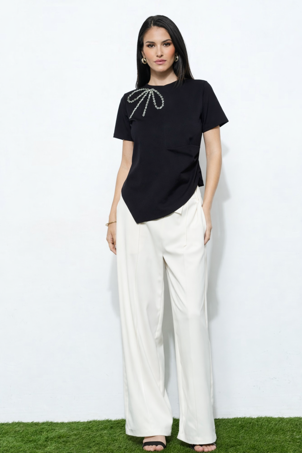Celeste Rhinestone Bow Blouse