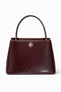Authentic Tory Burch Structured Leather Top-Handle Bag – Burgundy