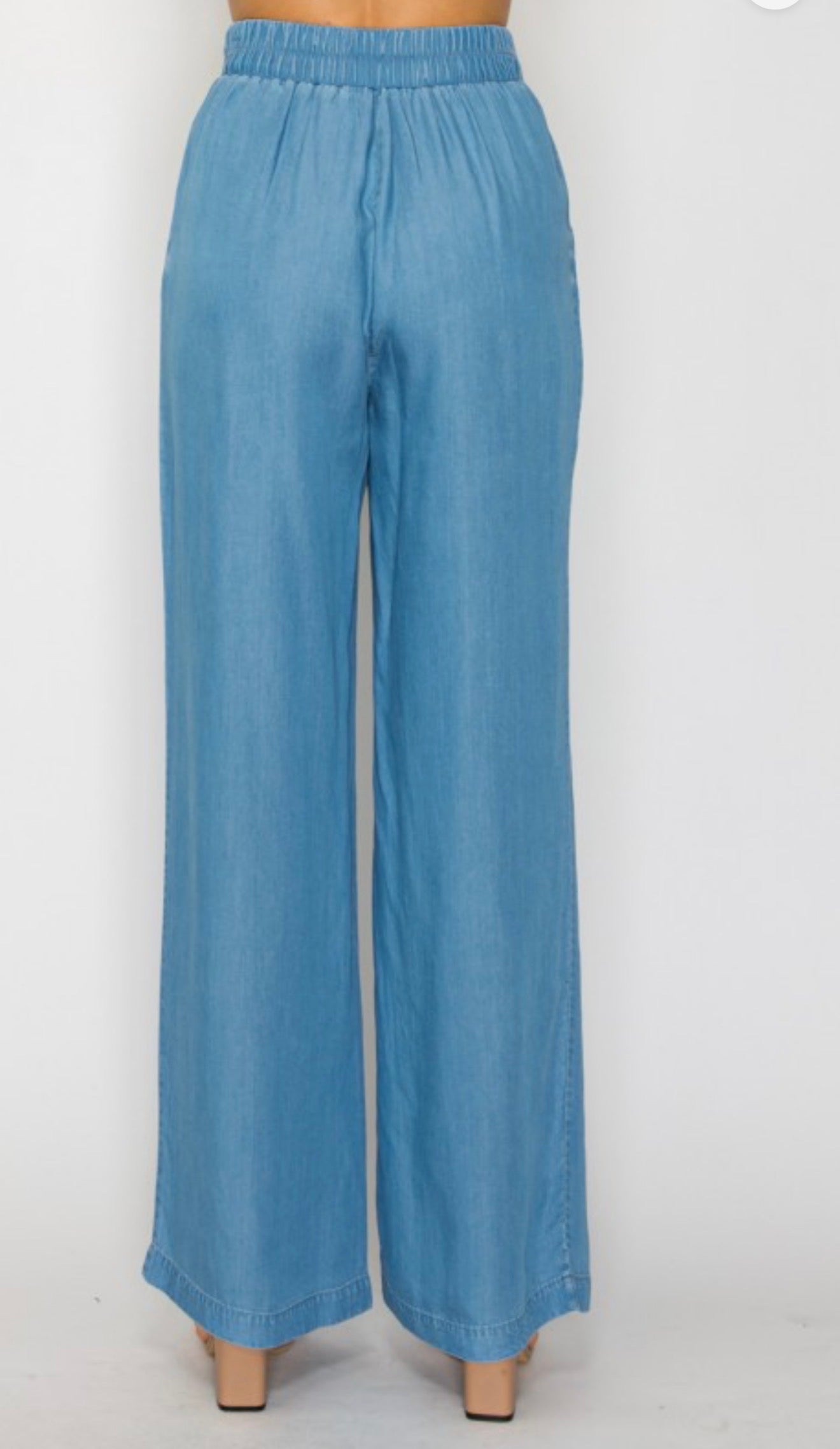 Lyocell Wide Leg Denim Pants
