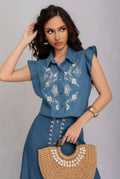 Isabella Embroidered Denim Blouse