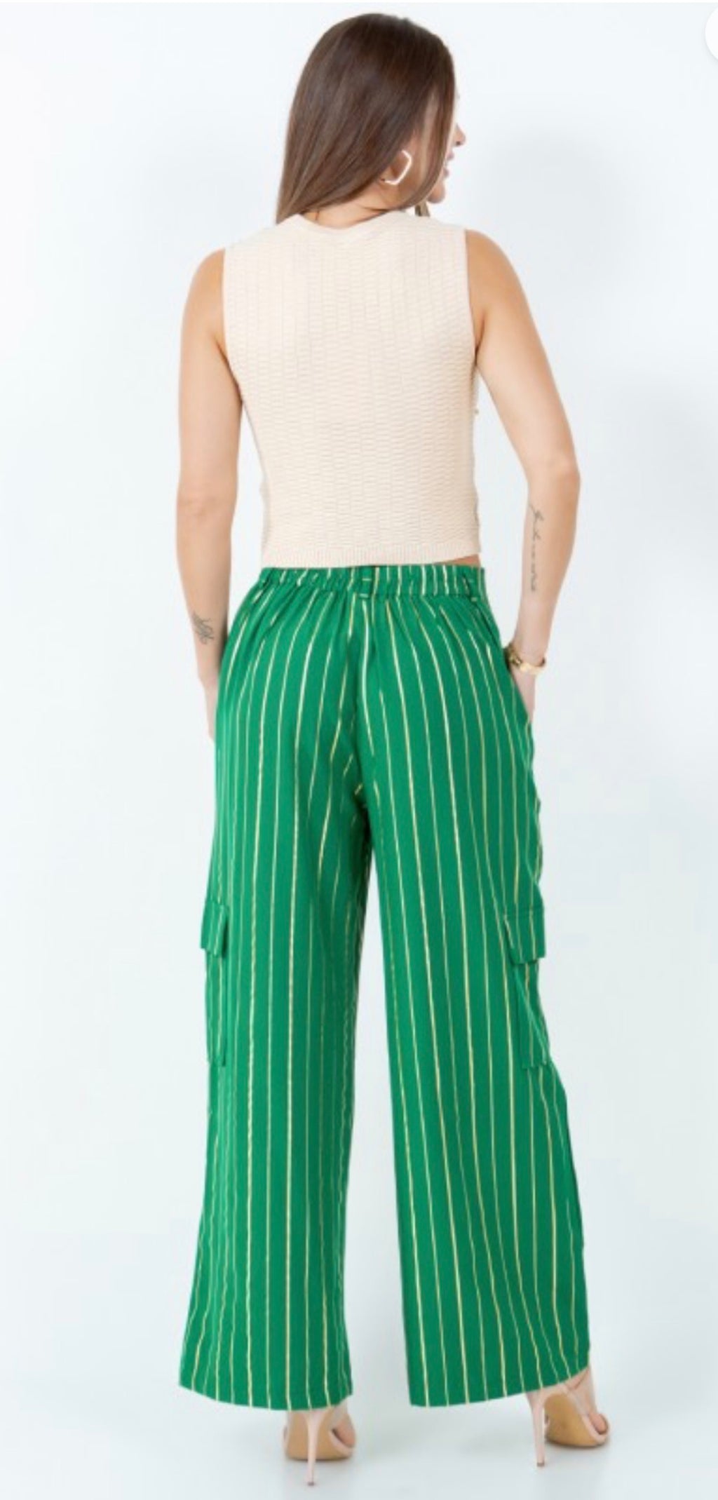 Emerald Pinstripe Cargo Pants