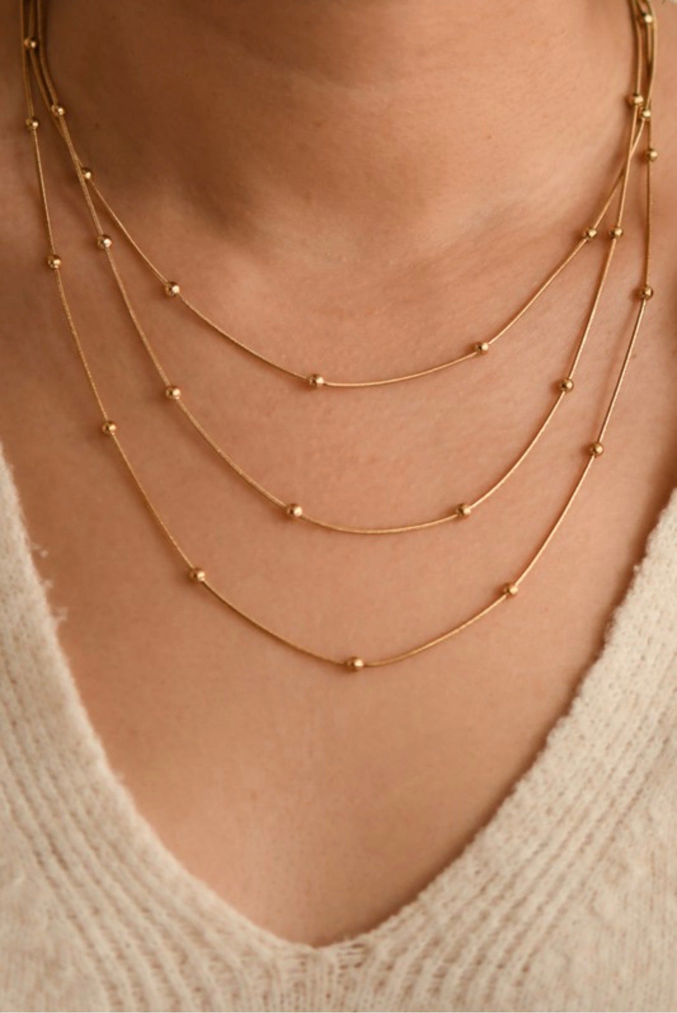 Layered Gold bead Necklace