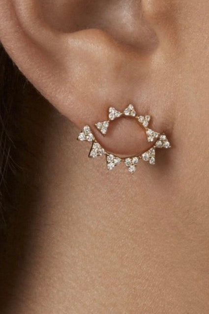 Flower Rhinestone Ear Jacket Studs