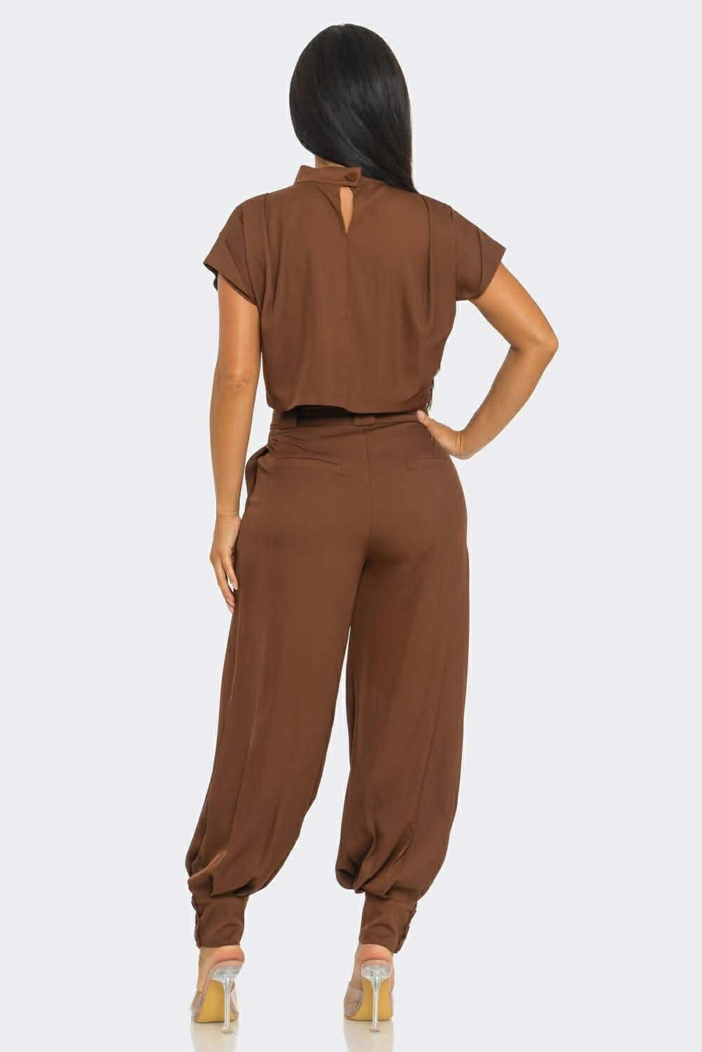 Mocha Mock-Neck Crop Top