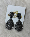 Black Crystal Teardrop Statement Earrings