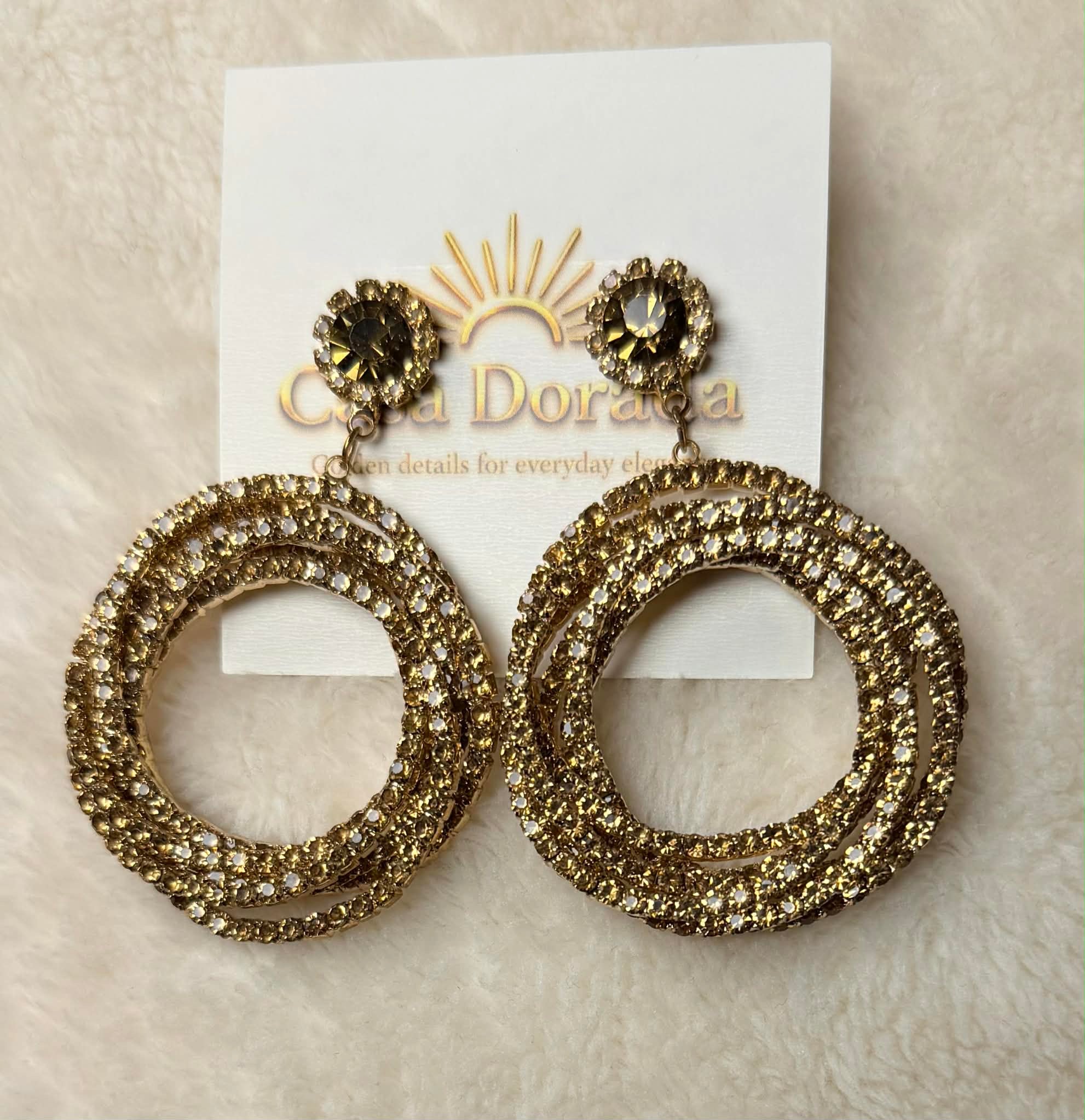 Golden Halo Crystal Statement Earrings