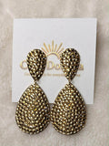 Gold Crystal Teardrop Statement Earrings