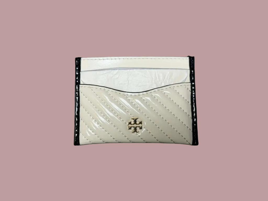 Tory Burch Quilted Patent Leather Card Case - Ivory/Black