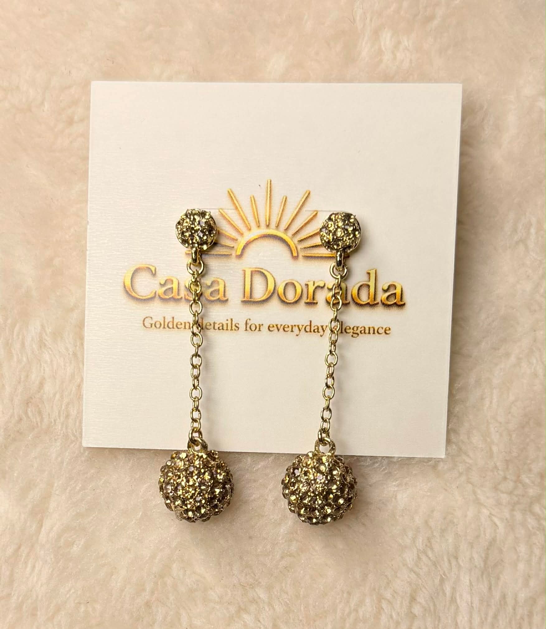Gold Crystal Drop Ball Chain