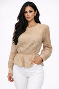 Luna Sheer Embroidered Peplum Top