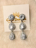 Triple Drop Crystal Teardrop Earrings