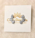 Silver Triple Teardrop Crystal Ear Cuff Studs