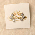 Gold Triple Teardrop Crystal Stud Earrings