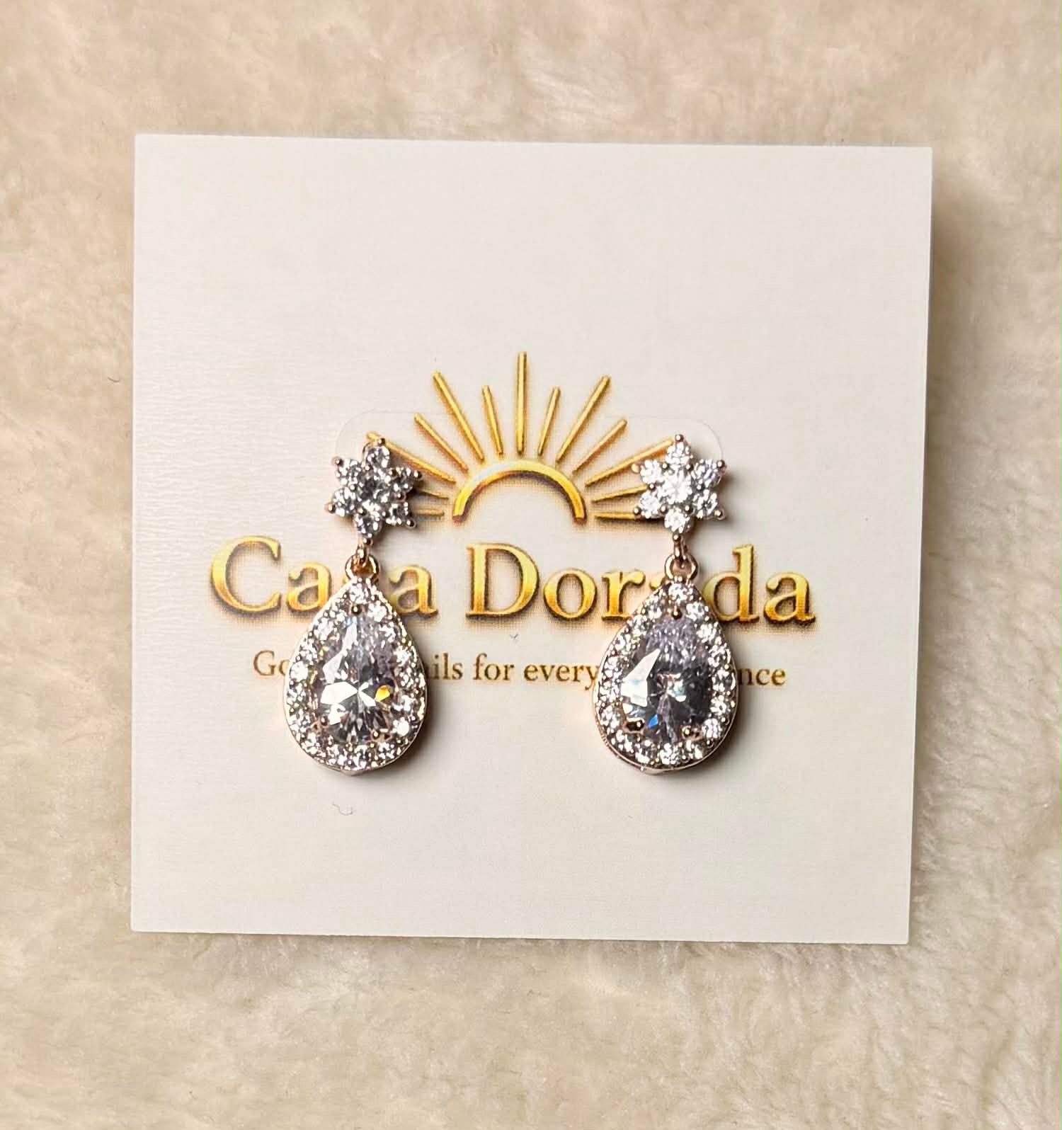 Fine Cubic Zirconia Teardrop Drop Earrings