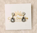 Fine Cubic Zirconia Smoky Teardrop Drop Earrings