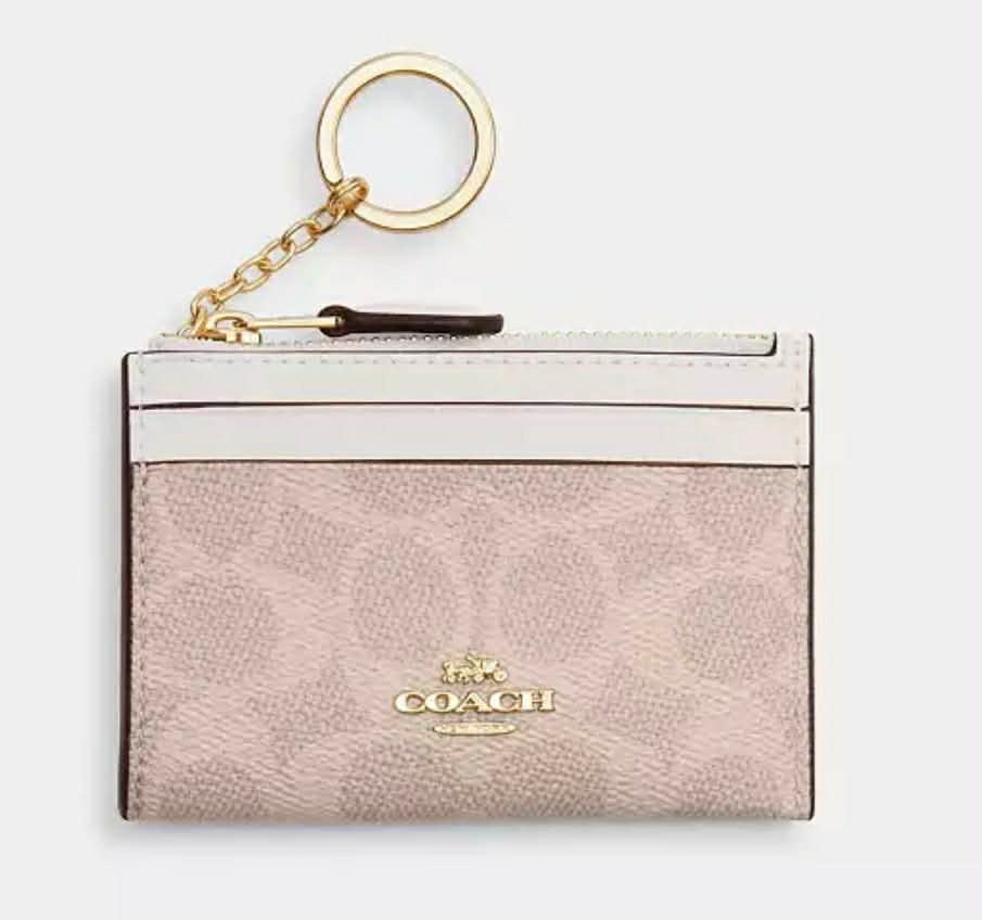 Coach Leather Zip Card Case with Key Ring