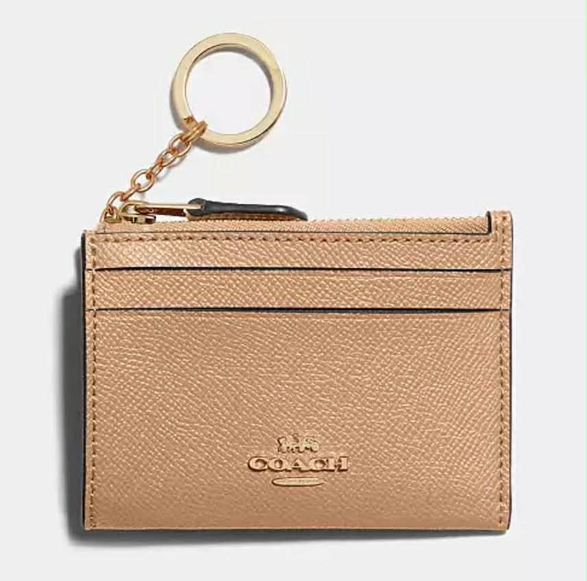 Coach Leather Zip Card Case with Key Ring