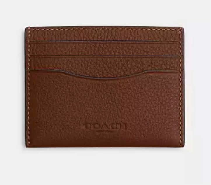 Coach Pebbled Leather Card Holder-Brown