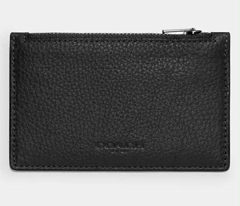 Coach Pebbled Leather Zip Card Wallet