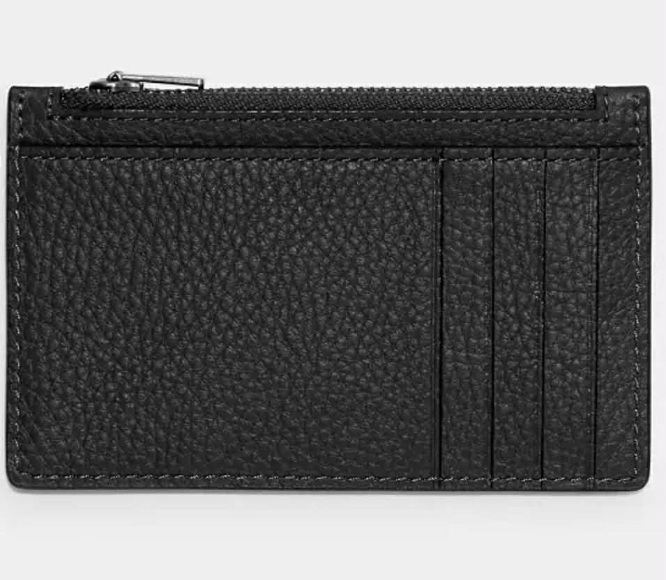 Coach Pebbled Leather Zip Card Wallet