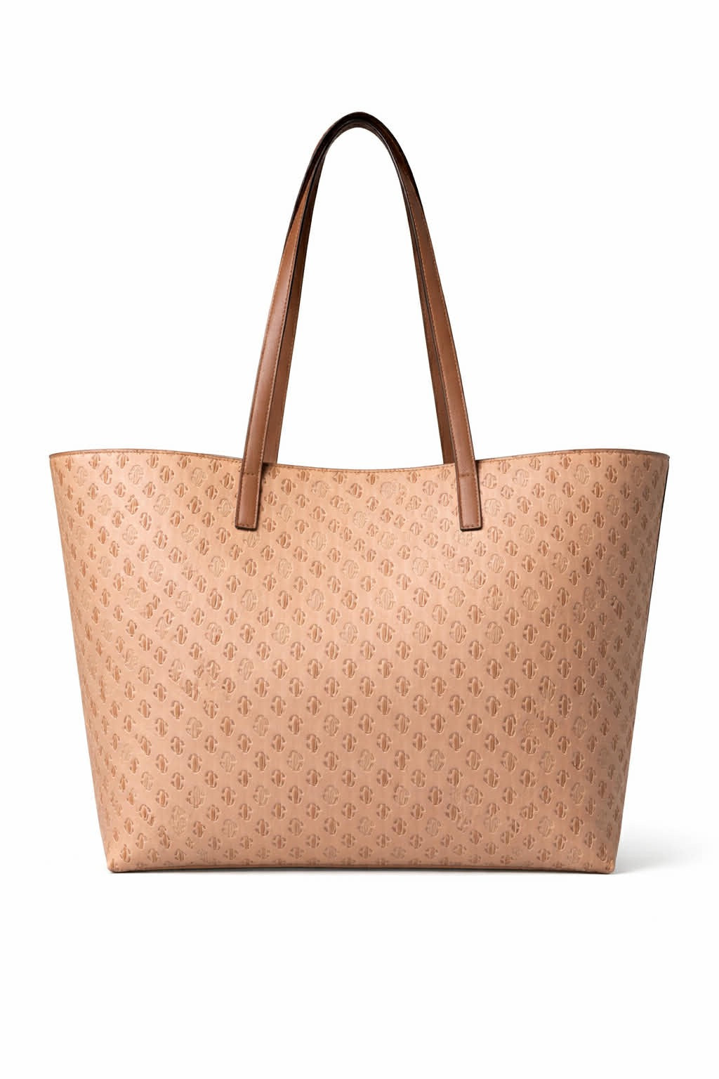 Jimmy Choo Embossed Logo Leather Tote- Tan