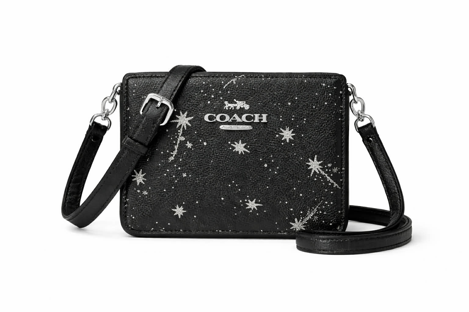 Coach Star Print Leather Crossbody Bag - Black/Silver