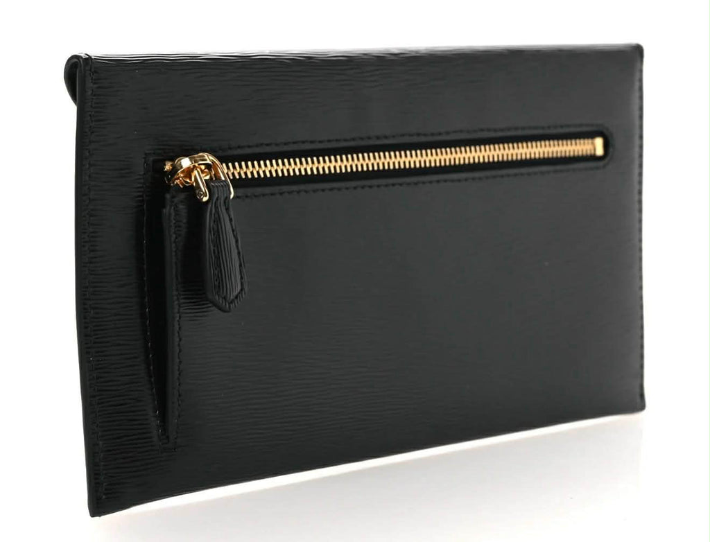 Authentic Prada Saffiano Leather Envelope Clutch - Black