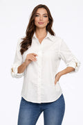 Chic White Blouse with Gold Sleeve Detail